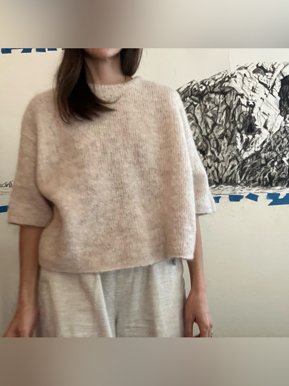 ZARA • Alpaca wool blend half-sleeved sweater